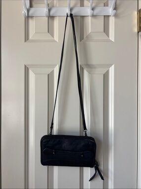 Free People Leather Black Crossbody Bag with Adjustable Strap